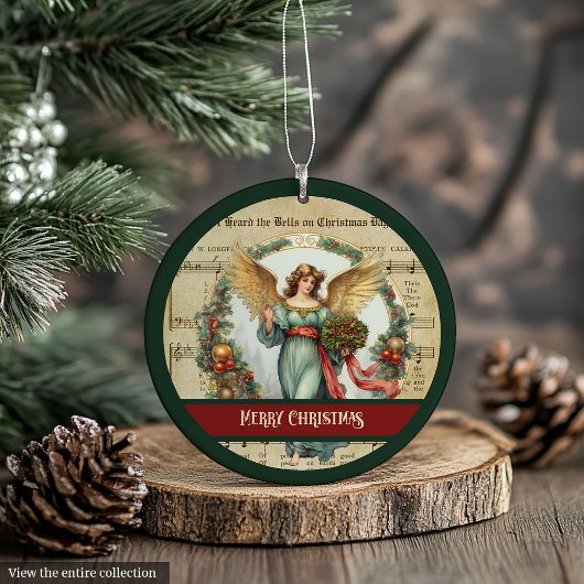 Custom Christmas Ornament Retro Angel Celebration