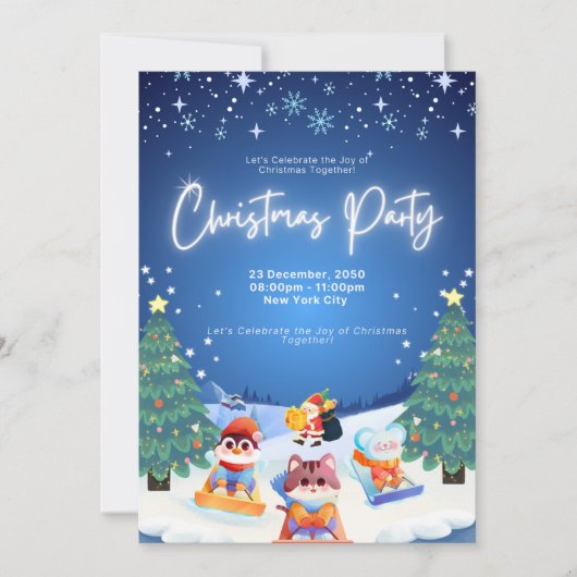 Custom Christmas Party Invitation Kaart - Feesteli (Voorkant)