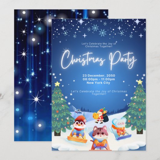 Custom Christmas Party Invitation Kaart - Feesteli (Voorkant / Achterkant)