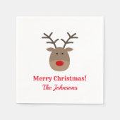 Custom Christmas party napkins with cute reindeer Servetten (Voorkant)