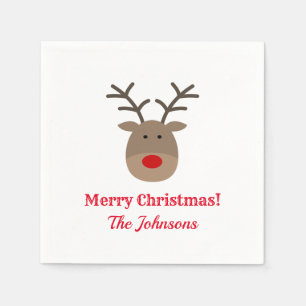 Custom Christmas party napkins with cute reindeer Servetten