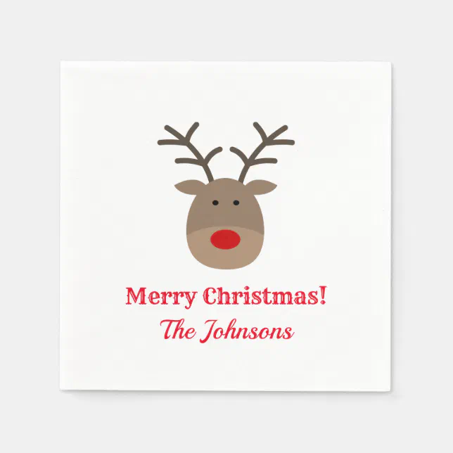 Custom Christmas party napkins with cute reindeer Servetten | Zazzle.nl