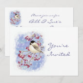 Custom Christmas Party Nodig Vogel Winter Bessen Kaart (Voorkant / Achterkant)