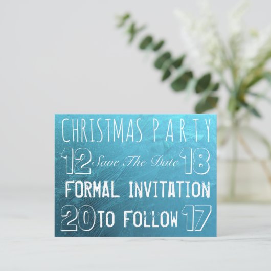 Custom Christmas Party Save The Date Frozen Ice Aankondigingskaart (Staand voorkant)