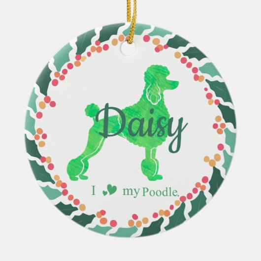 Custom Christmas  Pastel Green Poodle Ornament (Voorkant)