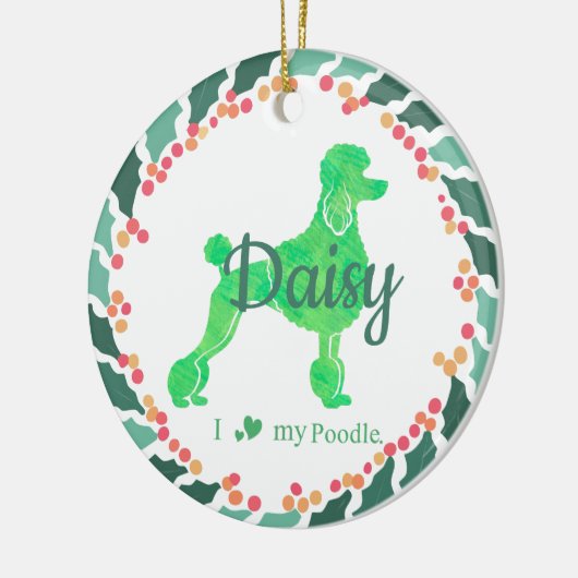 Custom Christmas  Pastel Green Poodle Ornament (Links)