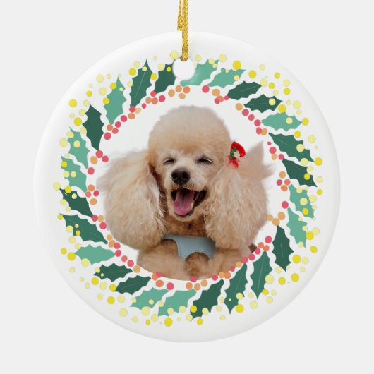 Custom Christmas  Pastel Green Poodle Ornament (Achterkant)