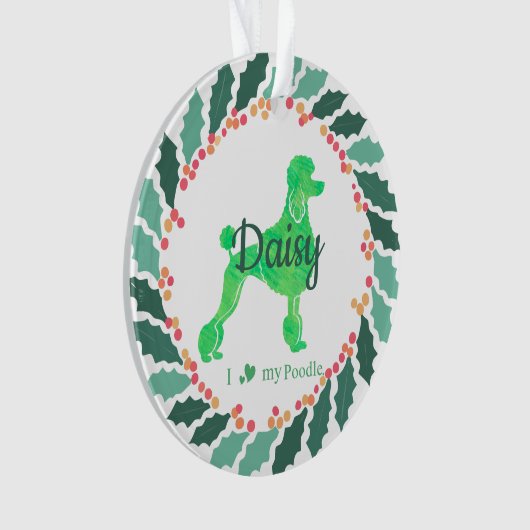 Custom Christmas  Pastel Green Poodle Ornament (voorkant)