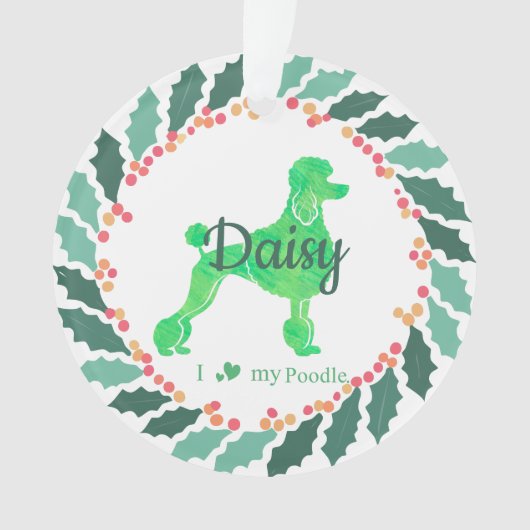 Custom Christmas  Pastel Green Poodle Ornament (voorkant)
