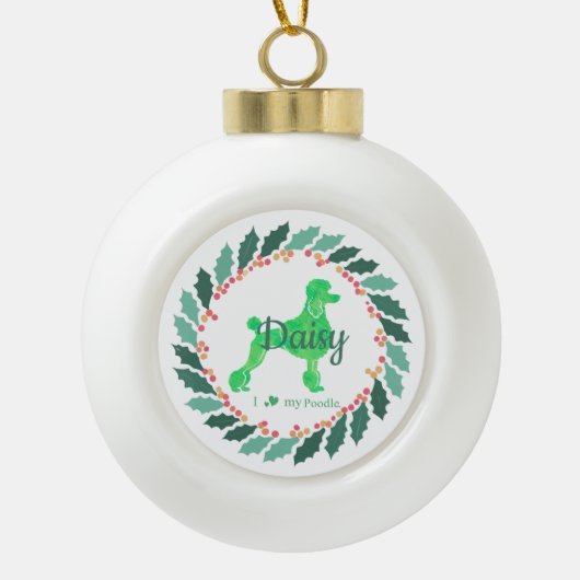 Custom Christmas  Pastel Green Poodle Ornament (Voorkant)