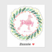 Custom Christmas  Pastel Pink Poodle Sticker (Vel)