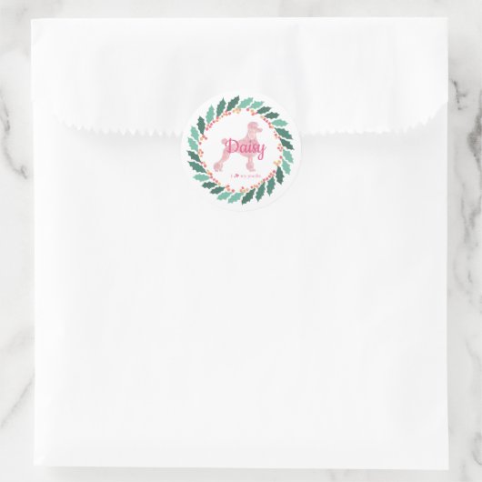Custom Christmas  Pastel Pink Poodle Sticker (Tas)