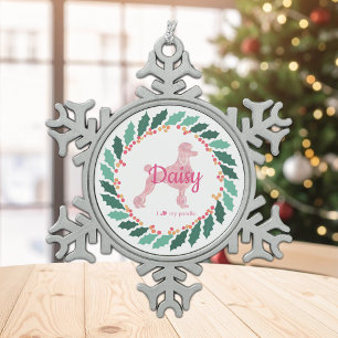 Custom Christmas Pastel Roze Poedel Ornament