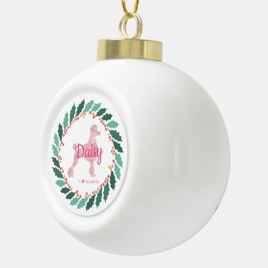 Custom Christmas Pastel Roze Poedel Ornament (Rechts)