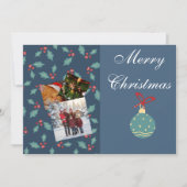 Custom Christmas Photo Card with Family & Cat  Bedankkaart (Voorkant)