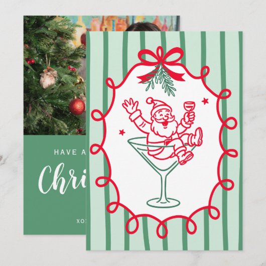 Custom Christmas Photo Greeting Card Feestdagenkaart (Voorkant / Achterkant)