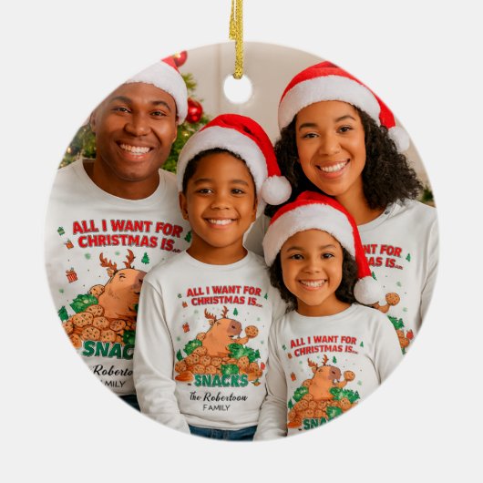 Custom Christmas Photo Keepsake Funny Capybara Keramisch Ornament (Achterkant)