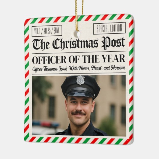 Custom Christmas Police Gift for Officer Newspaper Keramisch Ornament (Links)
