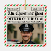 Custom Christmas Police Gift for Officer Newspaper Keramisch Ornament (Achterkant)