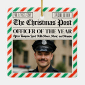 Custom Christmas Police Gift for Officer Newspaper Keramisch Ornament (Achterkant)