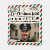 Custom Christmas Police Gift for Officer Newspaper Keramisch Ornament (Links)