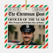Custom Christmas Police Gift for Officer Newspaper Keramisch Ornament (Achterkant)