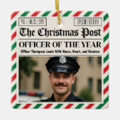 Custom Christmas Police Gift for Officer Newspaper Keramisch Ornament (Voorkant)