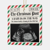 Custom Christmas Pregnancy Announcement Newspaper Keramisch Ornament (Links)