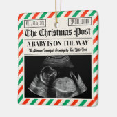 Custom Christmas Pregnancy Announcement Newspaper Keramisch Ornament (Links)
