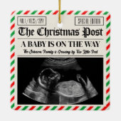 Custom Christmas Pregnancy Announcement Newspaper Keramisch Ornament (Achterkant)