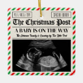 Custom Christmas Pregnancy Announcement Newspaper Keramisch Ornament (Voorkant)