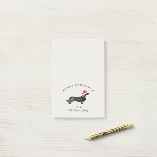 Custom Christmas red gray santa dachsund Post-it® Notes (Op bureau)