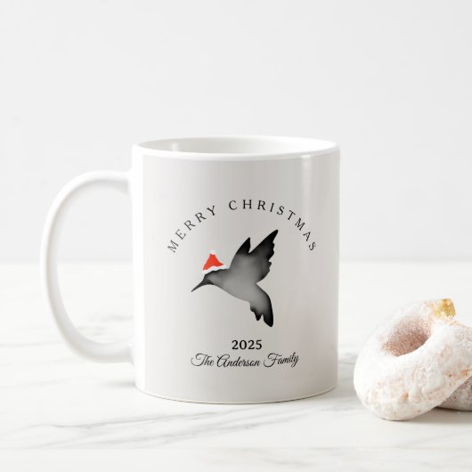 Custom Christmas red gray santa hummingbird Koffiemok (Met donut)