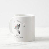 Custom Christmas red gray santa hummingbird Koffiemok (Voorkant links)