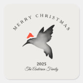 Custom Christmas red gray santa hummingbird Vierkante Sticker (Voorkant)