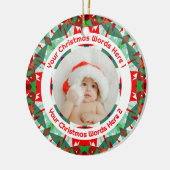 Custom Christmas Red Green Family Photo Gift Keramisch Ornament (Links)