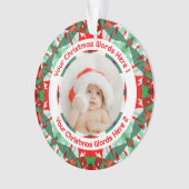 Custom Christmas Red Green Family Photo Gift Ornament (voorkant)