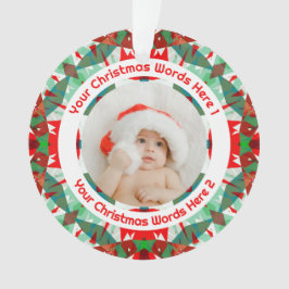 Custom Christmas Red Green Family Photo Gift Ornament