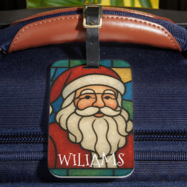 Custom Christmas Santa Art Deco Stained Glass Bagagelabel