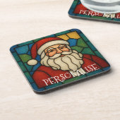 Custom Christmas Santa Art Deco Stained Glass Bier Onderzetter (Linkerzijde)