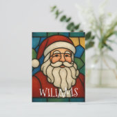 Custom Christmas Santa Art Deco Stained Glass Briefkaart (Staand voorkant)