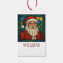 Custom Christmas Santa Art Deco Stained Glass Cadeaulabel