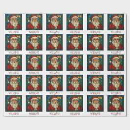 Custom Christmas Santa Art Deco Stained Glass Cadeaupapier