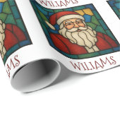 Custom Christmas Santa Art Deco Stained Glass Cadeaupapier (Rol Hoek)