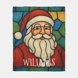 Custom Christmas Santa Art Deco Stained Glass Fleece Deken