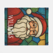 Custom Christmas Santa Art Deco Stained Glass Fleece Deken (Voorkant (Horizontaal))