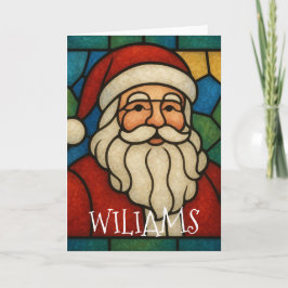 Custom Christmas Santa Art Deco Stained Glass Kaart