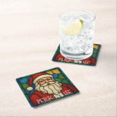 Custom Christmas Santa Art Deco Stained Glass Kartonnen Onderzetters (Insitu)