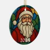 Custom Christmas Santa Art Deco Stained Glass Keramisch Ornament (Rechts)