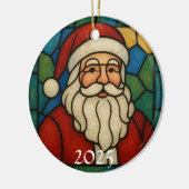 Custom Christmas Santa Art Deco Stained Glass Keramisch Ornament (Links)